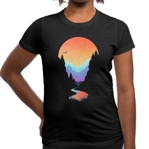 Threadless 'Mountain Stream' T-Shirt, Women’s Medium, Black, New